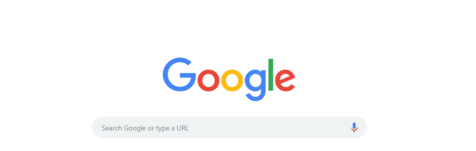 An image of the google homepage: just the google logo and the search bar