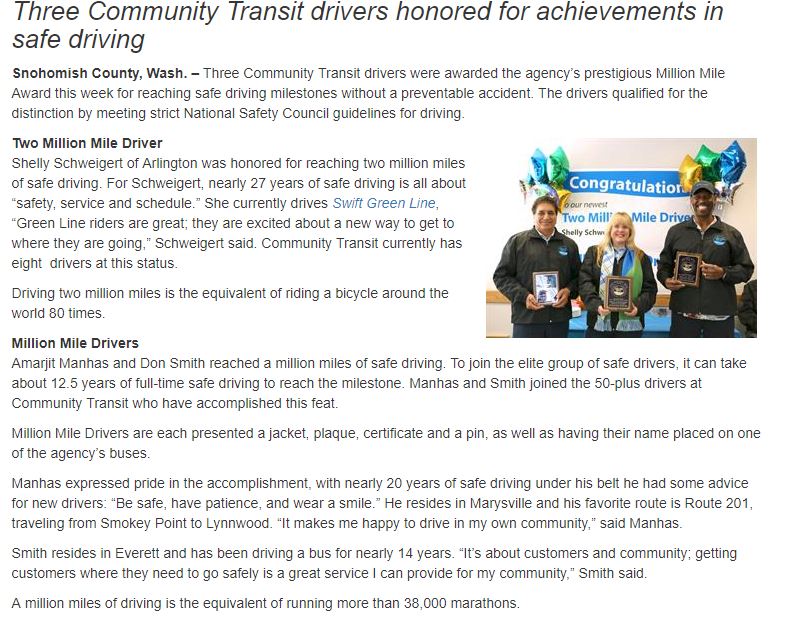 Sample of Text from community Transit News